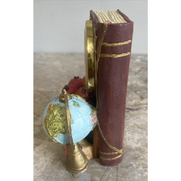 Resin Battery Shelf Clock School House Book Design 5" x 4" x 3" Inch – Works - Picture 6 of 10